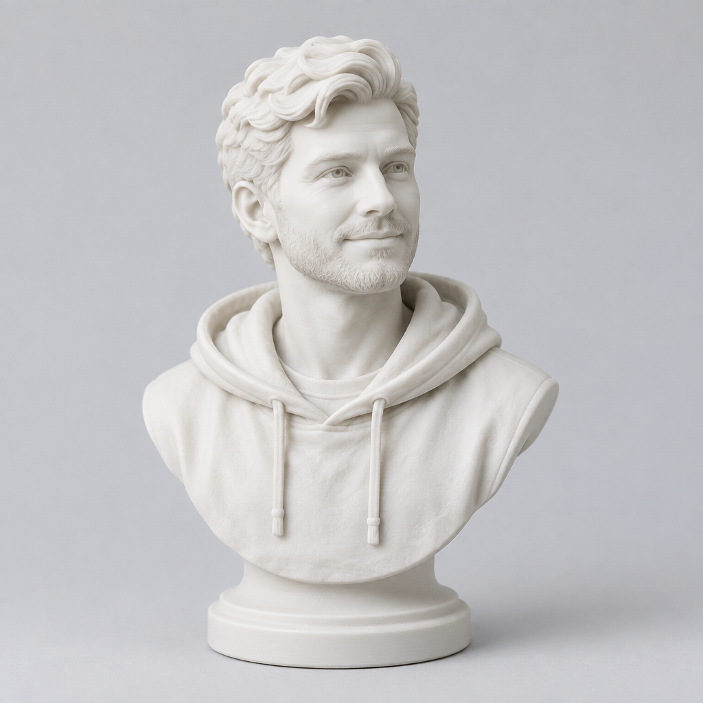 Personalisierte Miniatur-Büste in Weiß